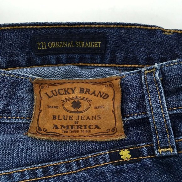 Lucky Brand Mens 221 Original Straight Blue Jeans 36x30 Denim Cuff Wear - Picture 5 of 12
